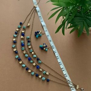 BOGO Necklace & Earring set - blue and gold